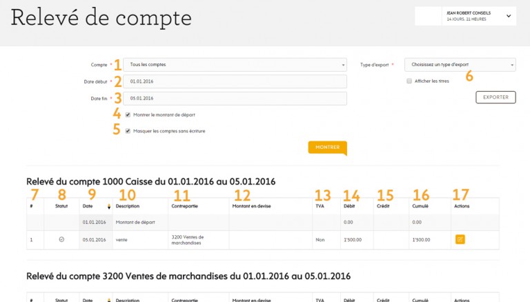 Relevé de compte